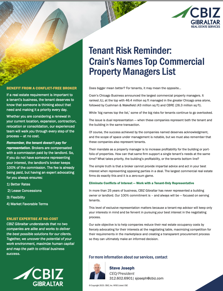 Tenant Risk Reminder — Crain’s Names Top Commercial Property Managers ...